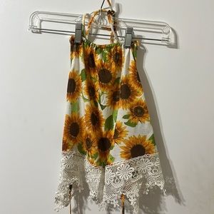 Sunflower bandana top with drawstrings